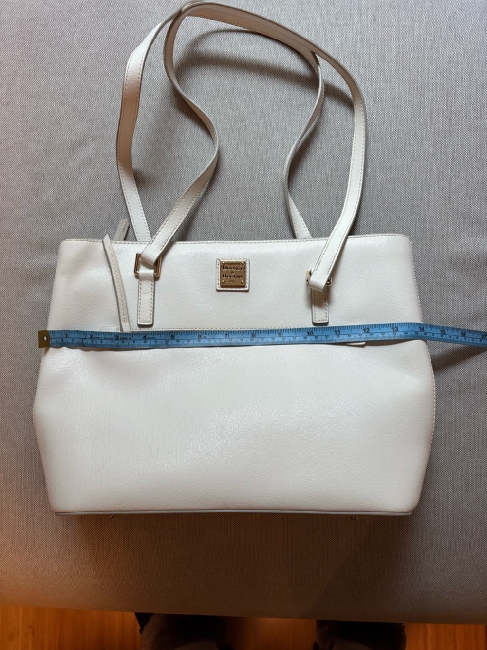 Dooney & Bourke Cream Leather Shoulder Tote with Front Zip - Picture 2 of 8